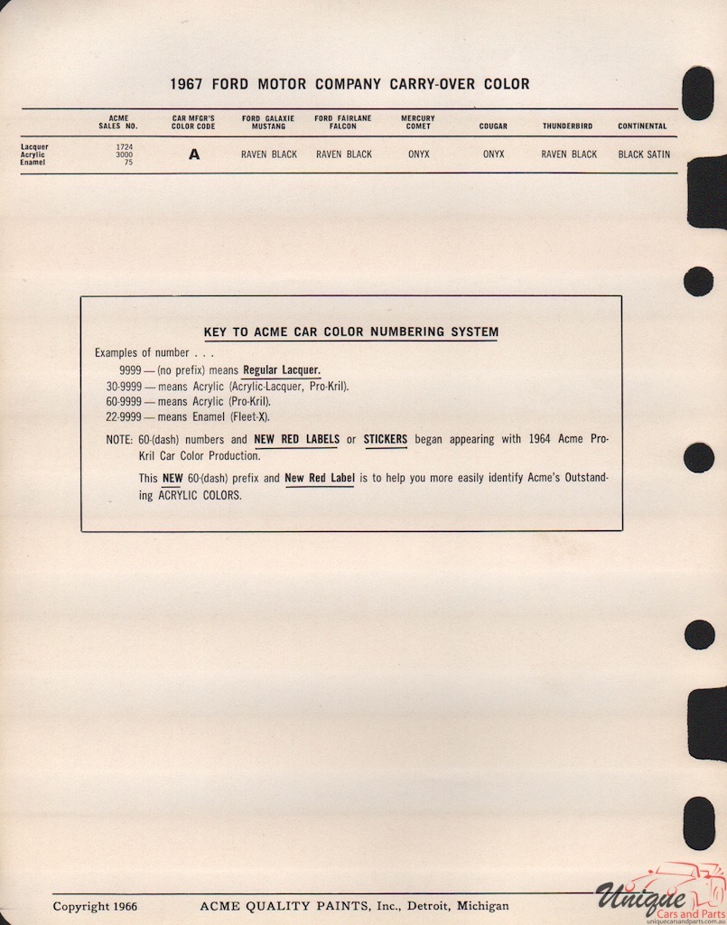 1967 Ford Paint Charts Acme 4